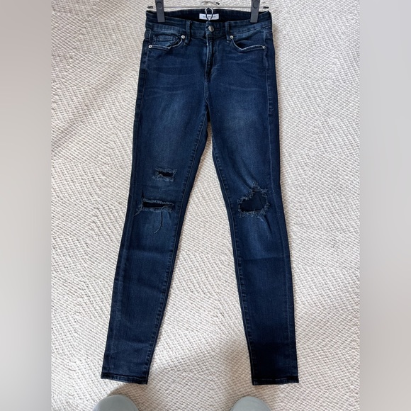 Good American Denim - Good American dark skinny jean ripped. Size 2/26. Hardly worn.